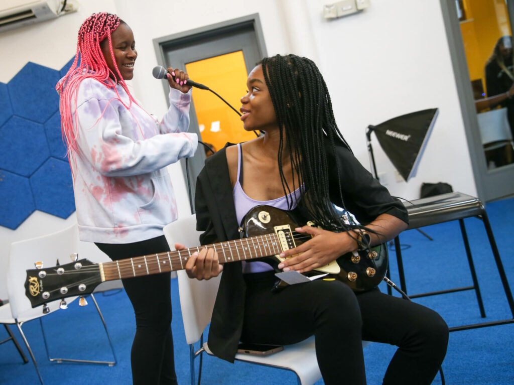 Club teens in their Club’s Music Studio